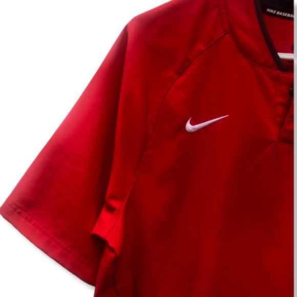 NWOT Nike Men's Size Small Red Baseball Batting Warm Up Pullover Shirt - Picture 6 of 13